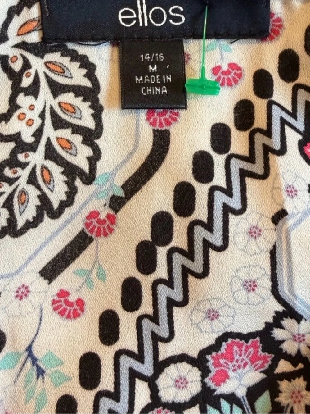 ellos Floral Paisley Swim Coverup in Cream, Black & Pink